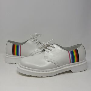 Dr Martens 1461 Pride White Rainbow Stripe Oxford Womens 6 Rare NOS Store Model